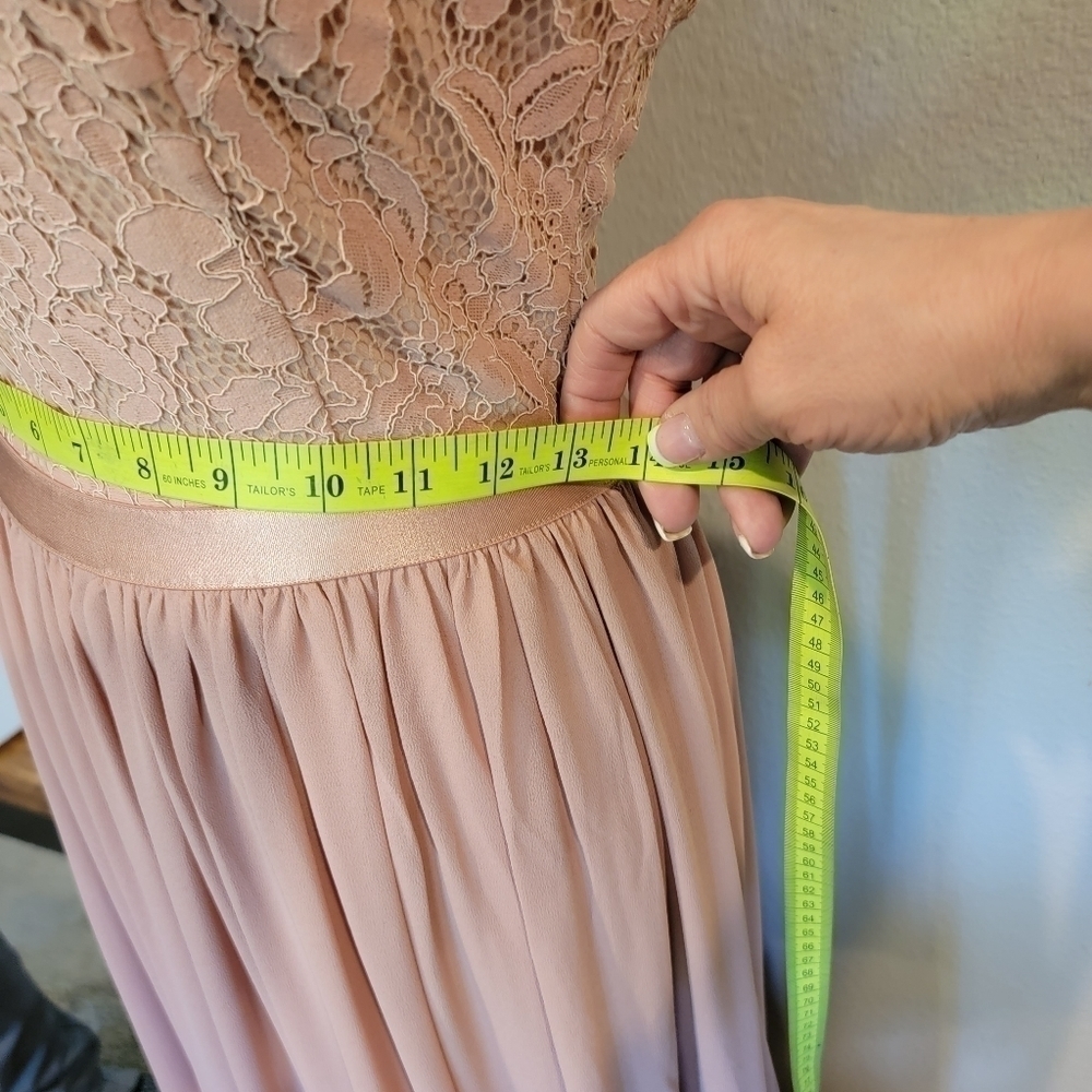 Musol Pink Lace Chiffon Fit And Flare Floor Length Gown Size S - Picture 9 of 16